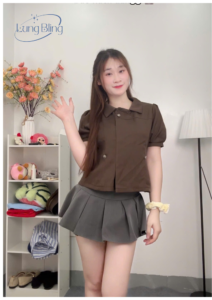 áo sơ mi cổ bẻ tay bồng 